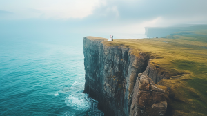 A couple eloping on a cliff in Iceland